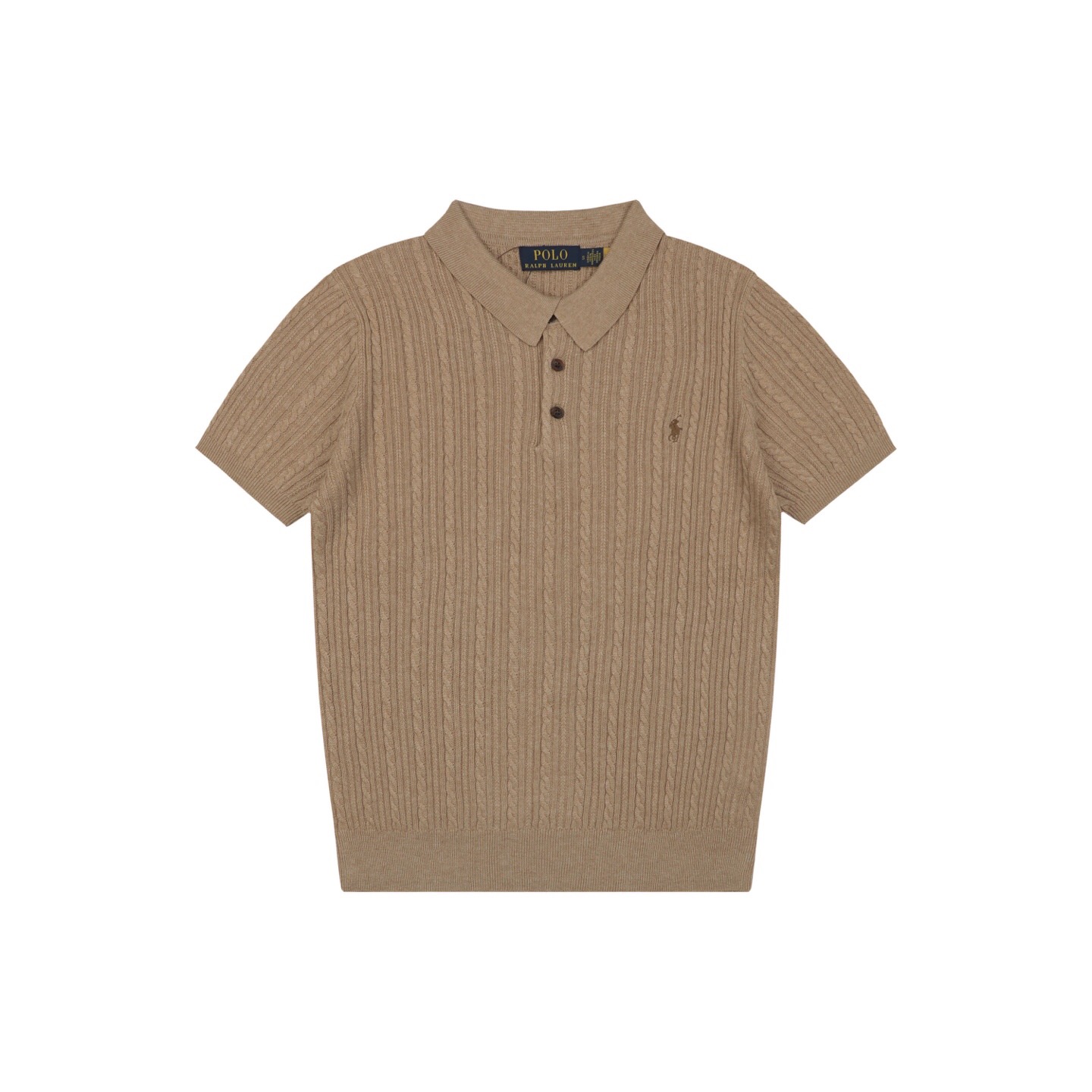 P229 Pony Cable-Knit Polo - Khaki
