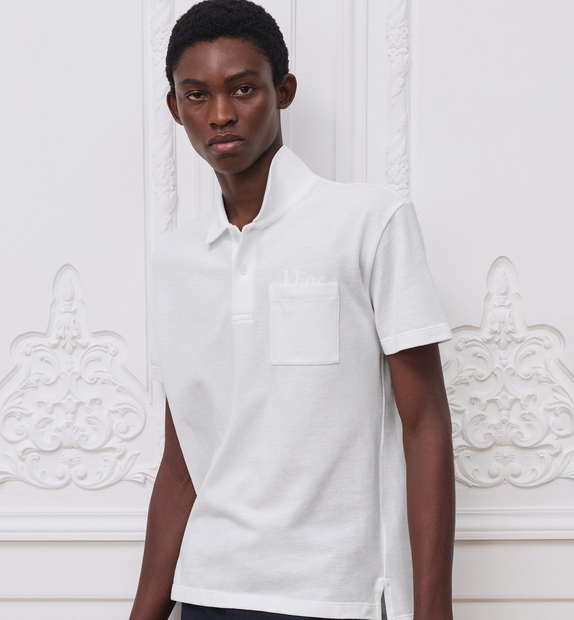 P269 DR Letter Embroidery Polo Shirt - White