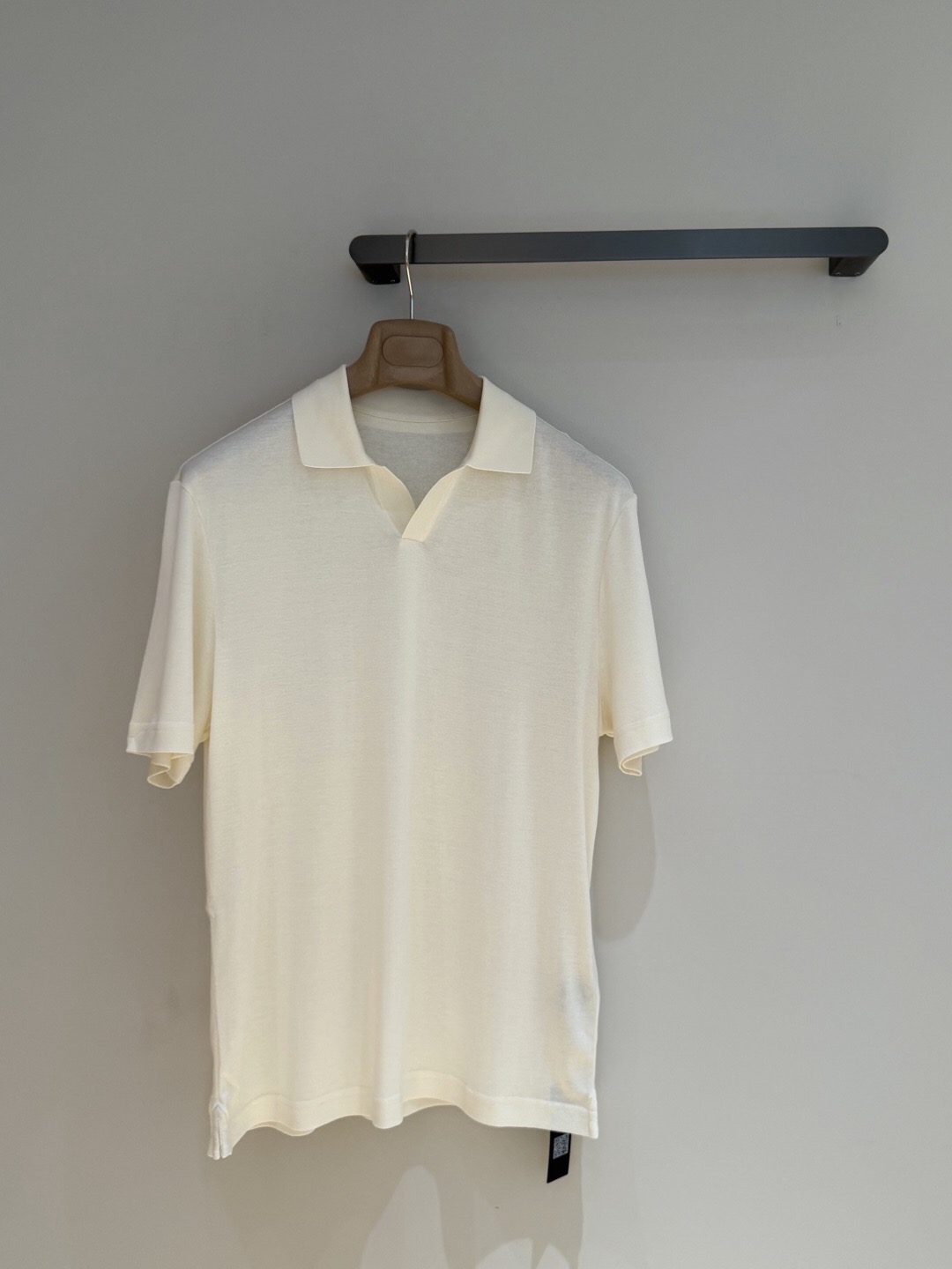 P449 Silk-Cotton Knit Polo - Almond Cream