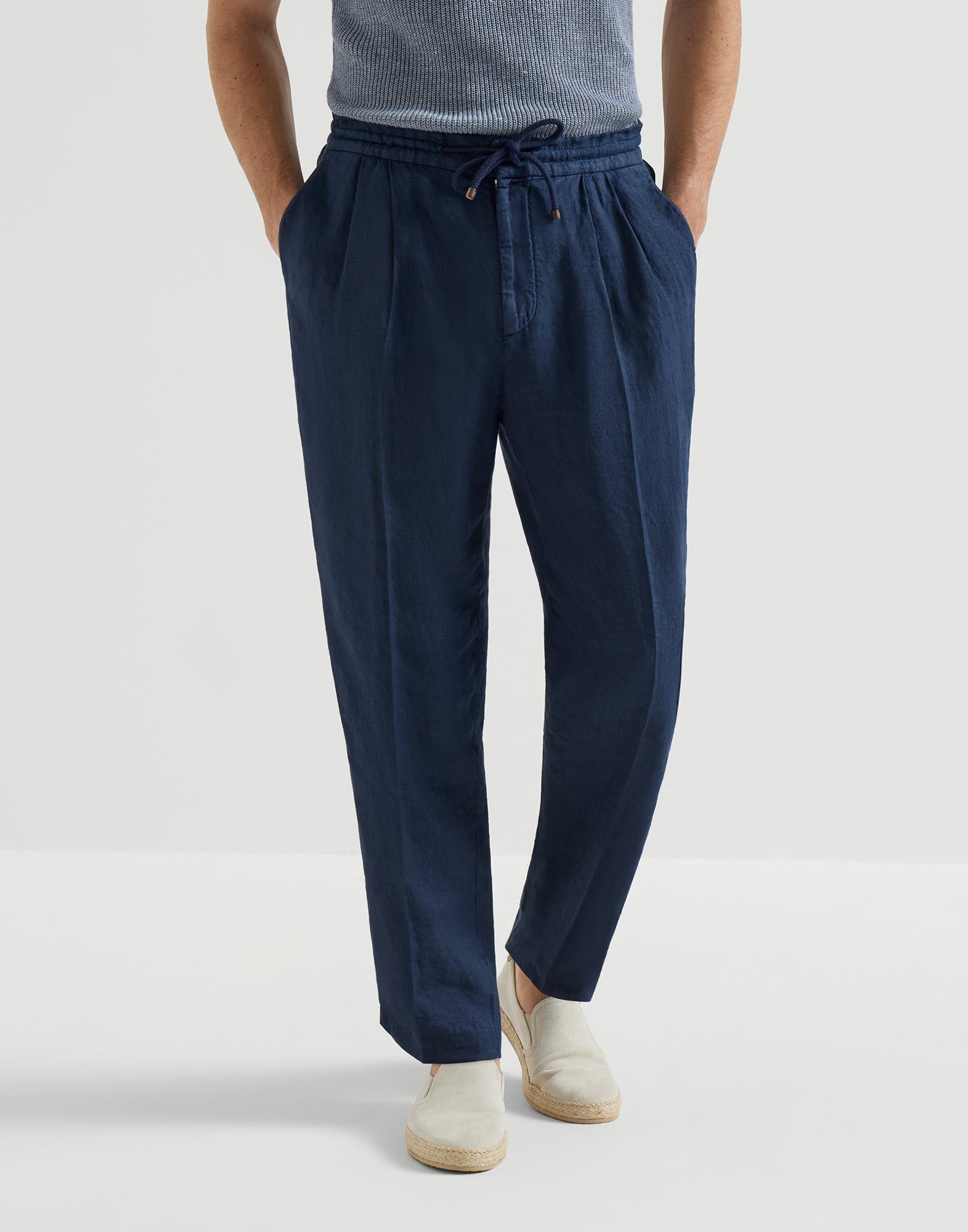 P539 Linen Trousers - Navy