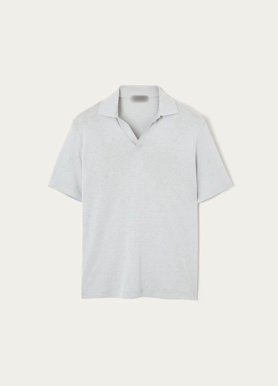 P449 Silk-Cotton Knit Polo - Smoky Blue